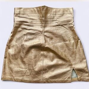Fashion Brand Company High Waisted Gold Pleather Skirt